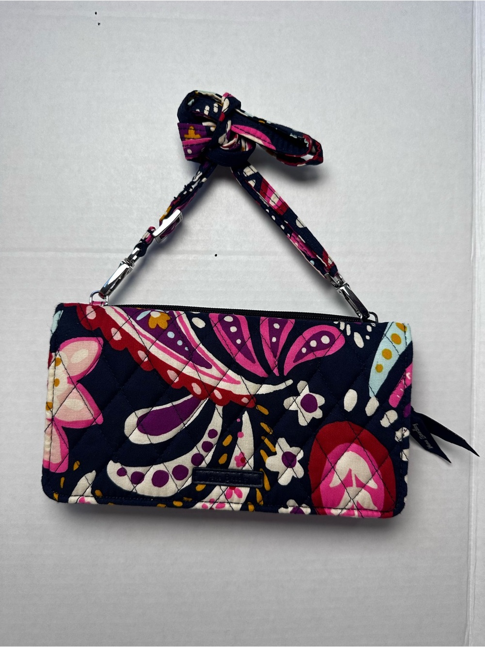 Vera Bradley Quilted Floral Wristlet Wallet - Navy & Pink